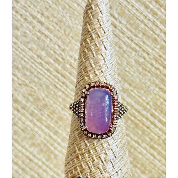 HUGE Crystal Zircon Ring Rose Gold and White Zircon Ring - Picture 5 of 14